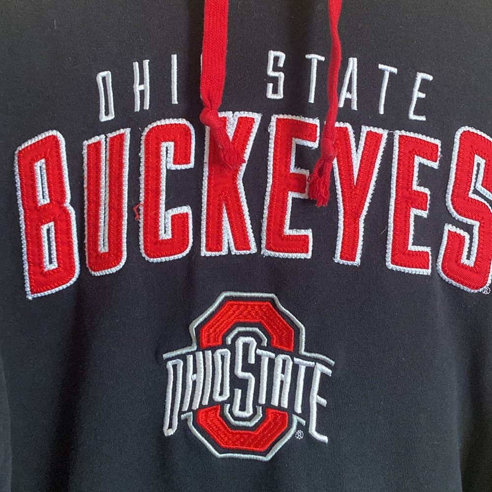 Scarlet & Gray Ohio Buckeyes Hoodie Black Red Large Flaw - Picture 3 of 9